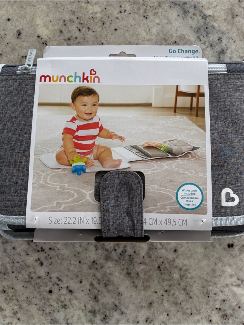 Munchkin Gray Portable Changing Pad with Wipes Case